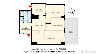 Nebytový priestor s veľkou terasou + 3x parkovacie miesto - 6