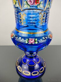 Dizajnový popolník, váza kobaltovo-modrá krištáľová váza - 6
