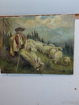 Obraz.olejomalba.bača z ovcami.K.Barčák - 6