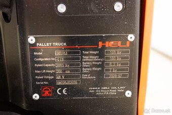 Ručne vedený elektrický paletový vozík Heli 2t.nový - 6