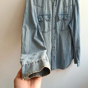 Vintage Levis modrá džínsová košeľa riflová košeľa L - 6