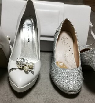 Biele a strieborné lodičky + kabelka - 6