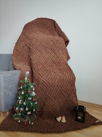 Pletená deka pre dospelých hnedá - 6