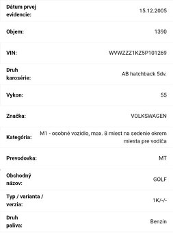 VW golf V 1.4 16v ,55kw - 6