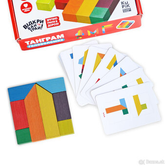 Montessori drevená hračka Tangram, nová, nerozbalená - 6