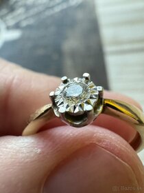 Zlatý zásnubný prsteň s 0,15 ct diamantom Doklad+certifikát - 6