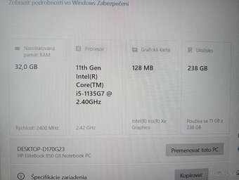 Hp elitebook 850 g8 / Intel core i5 / 32gb ram / 256gb ssd - 6