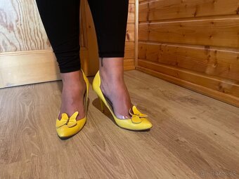 Žlté lodičky kožené - 6