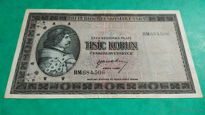 Bankovka 1000 Kčs 1945 neperforovaná - 6