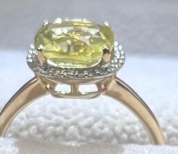 Zlatý Prsteň diamanty a Peridot - 6
