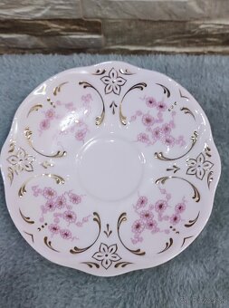 Růžový porcelán, šálek s podšálkem, Chodov - 6
