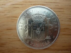 5 pesetas 1890 vo veľmi peknom stave - 6