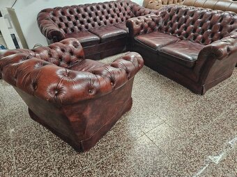 CHESTERFIELD ŠTÝL,SEDAČKA KOŽENÁ 3+2+1, - 6