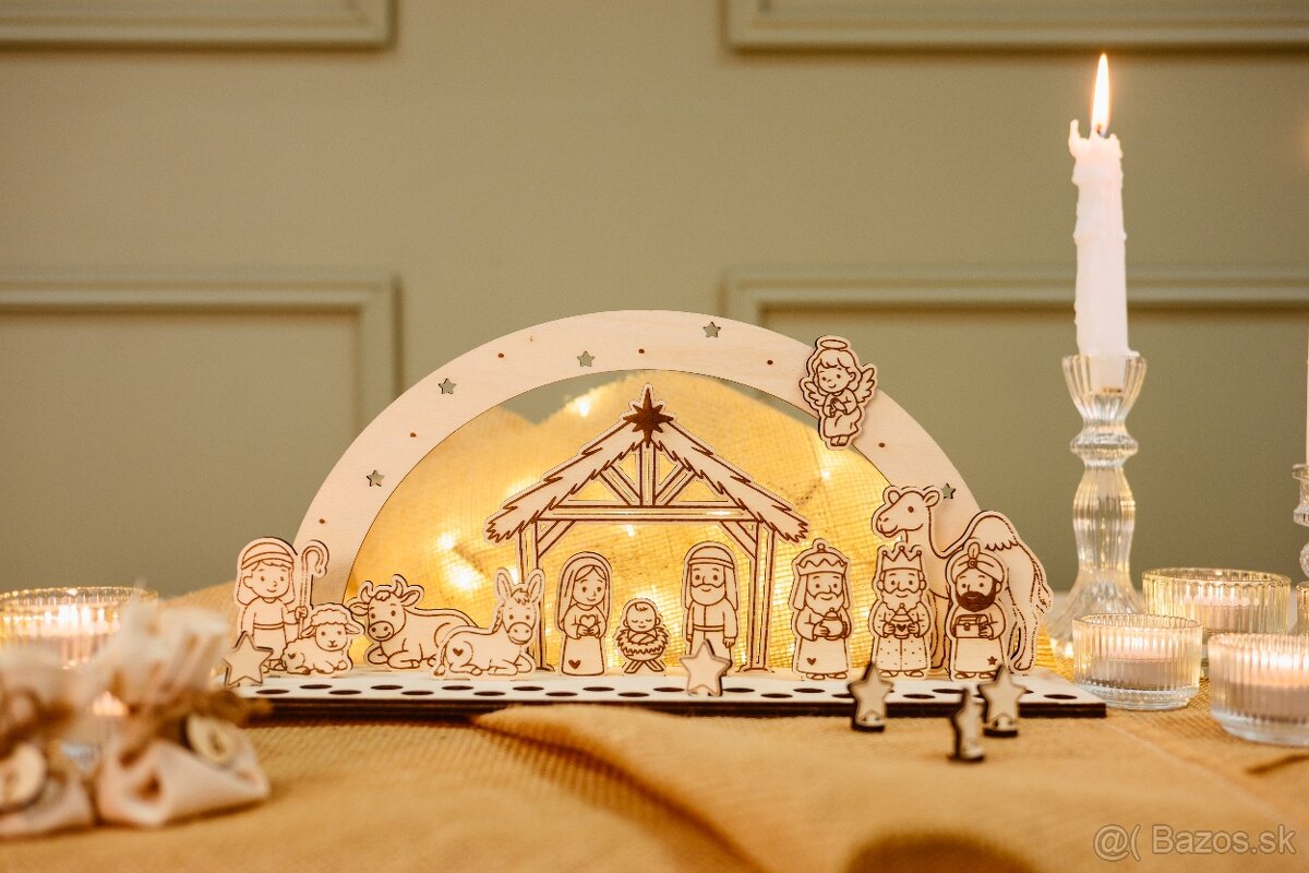 Adventný kalendár - drevený Betlehem - 7