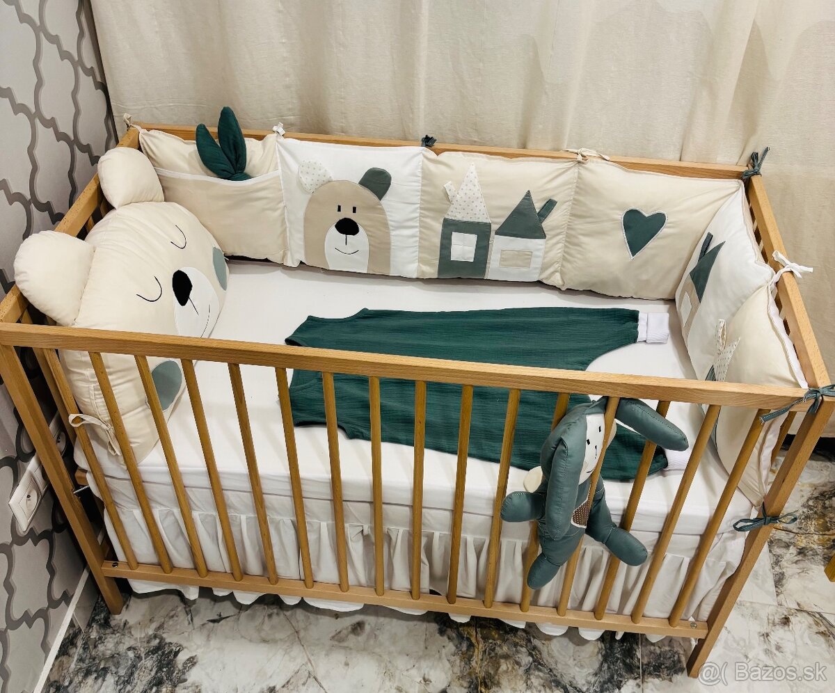 Mušelínový spací vak s vavlneným mantinelom s mackom - 7