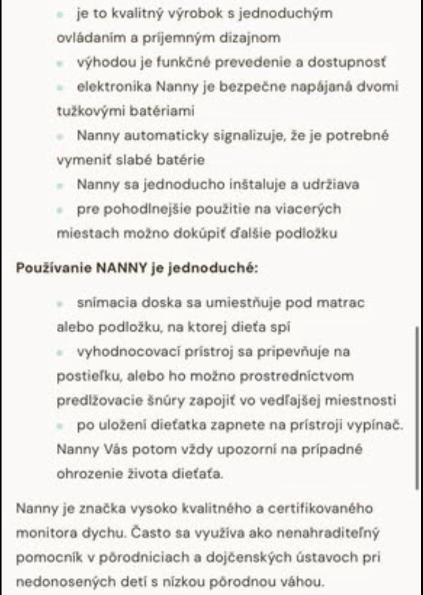 Monitor dychu JABLOTRON NANNY 2 - 7