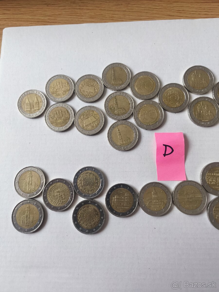2 € pamätné mince z obehu Nemecko A,D,F,G,J - 7
