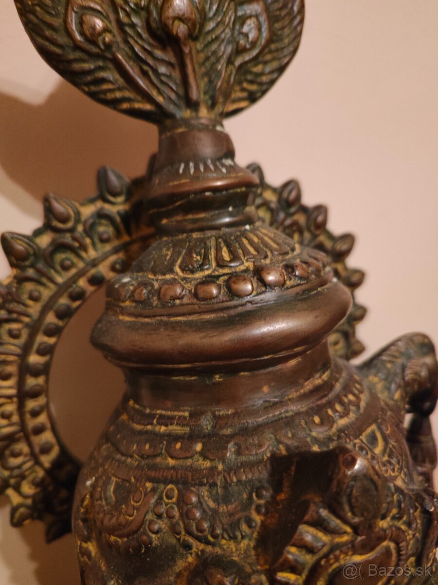 Veľká Socha pána Krišnu zeleno hnedá - 7