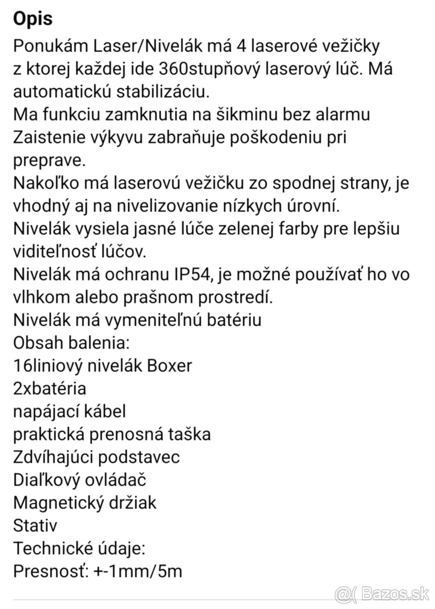 PREDAM LASER 4 BODOVY SO STOJANOM.2X BATERIE 5AH - 7