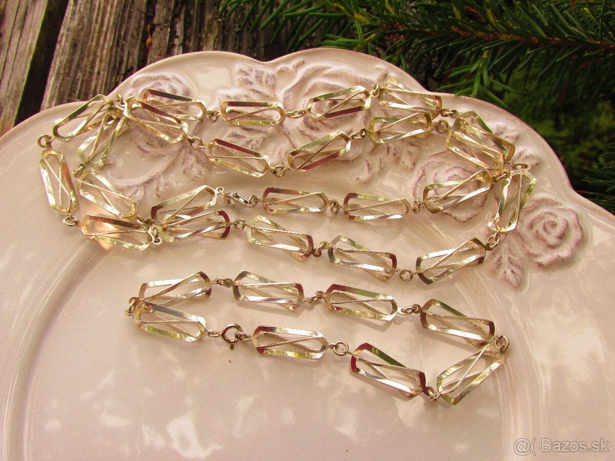 Starý strieborný set - náramok a náhrdelník, Ag 925 - 7