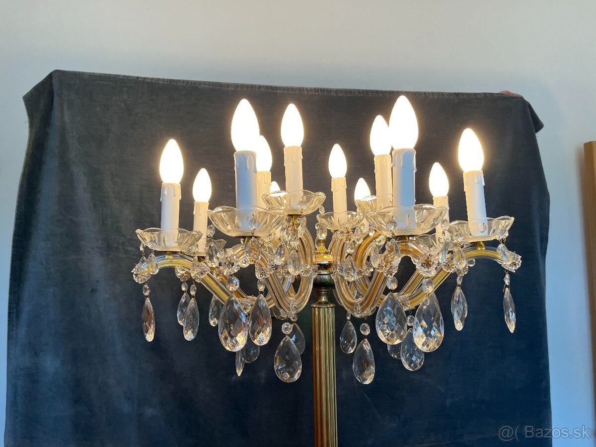 Stojaca lampa - mosadz, krištáľ - 7