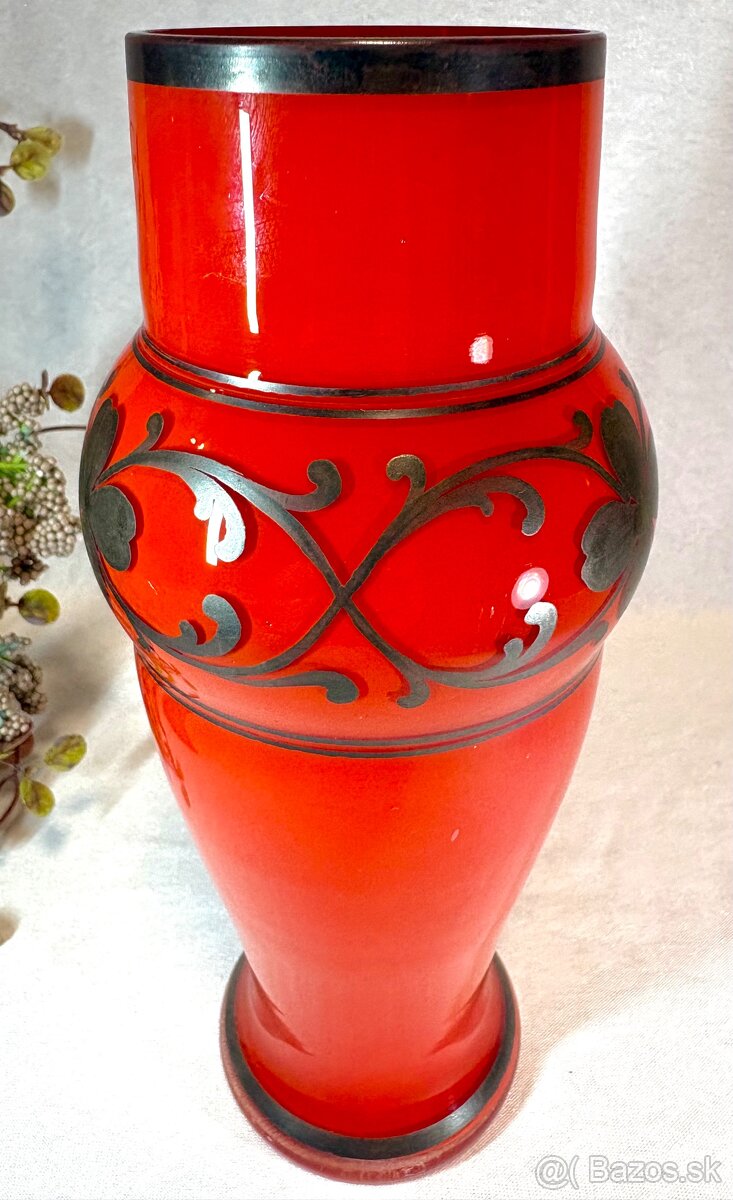 Secesia tango sklo W.Kralik, maľba striebrom - 7