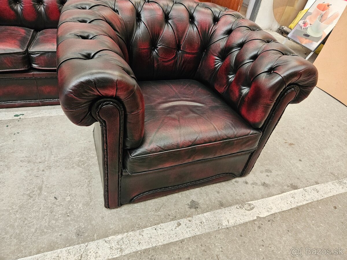CHESTERFIELD ŠTÝL KOŽENÁ 3+1+1+1,NEROZŤAHOVACIA - 7