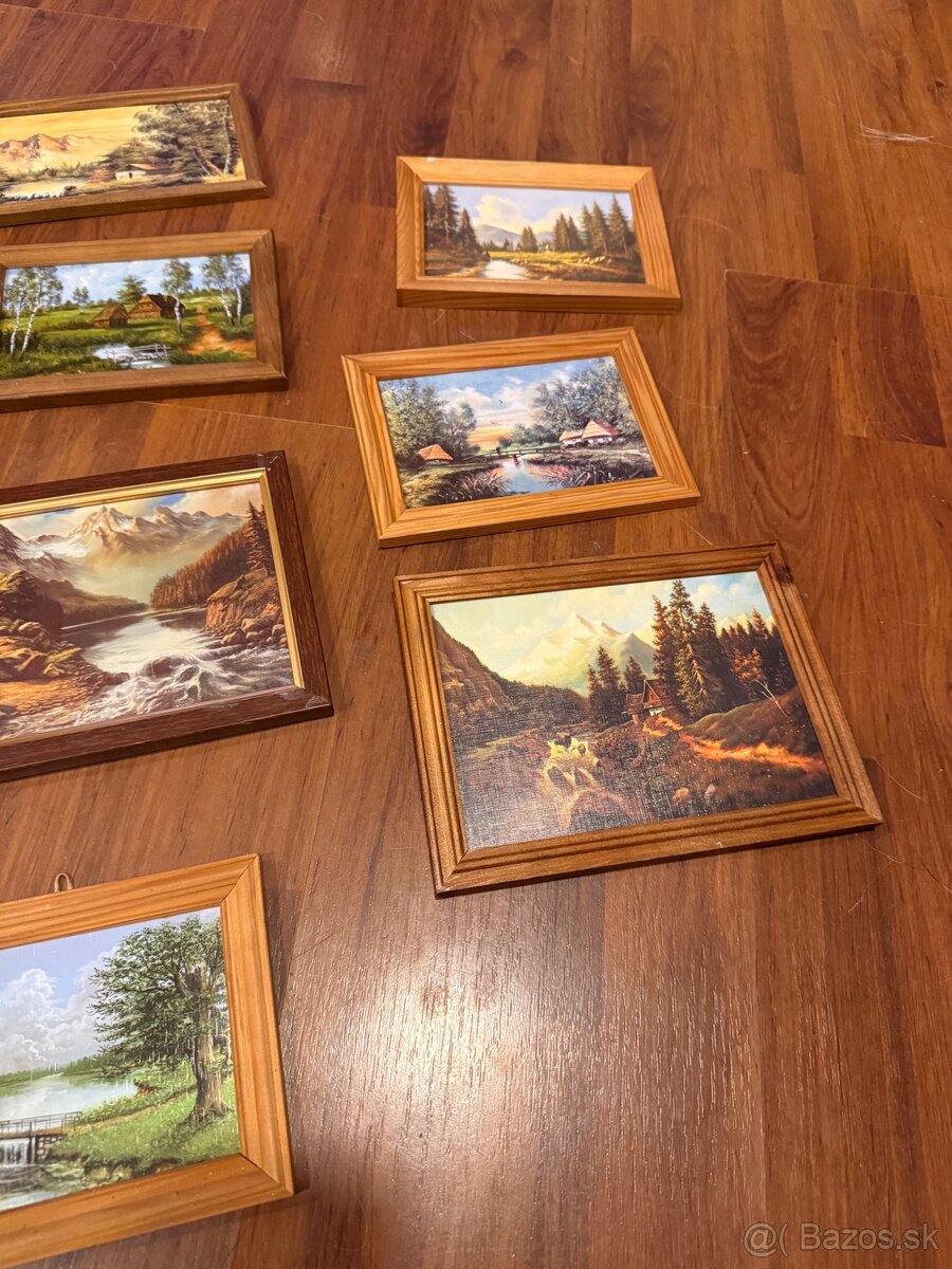 9 obrazov v drevených rámoch - 7
