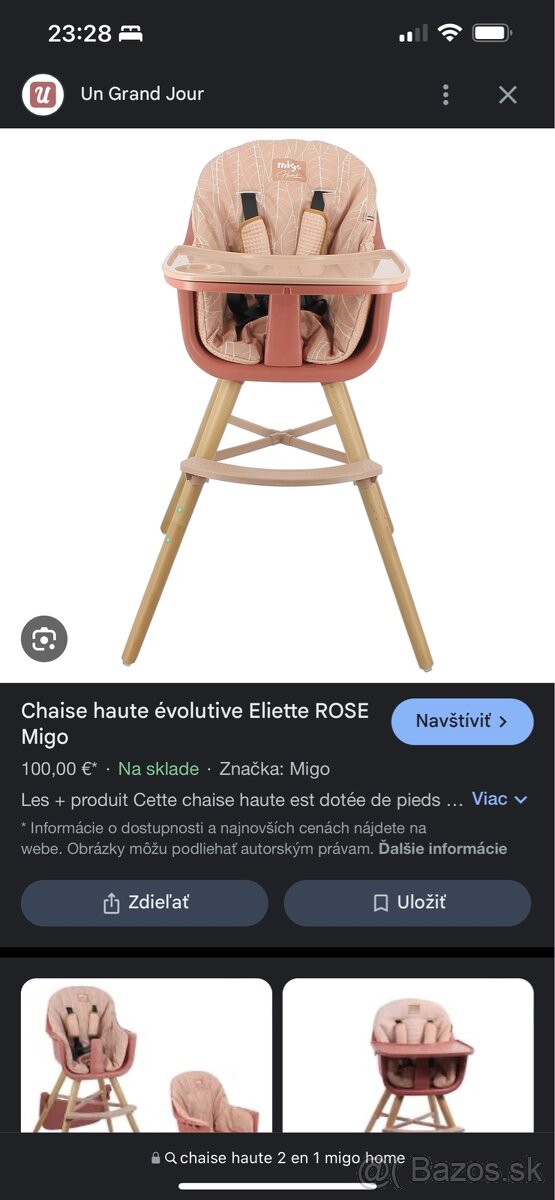 Jedálenska stolička rastúca ružová nová - 7