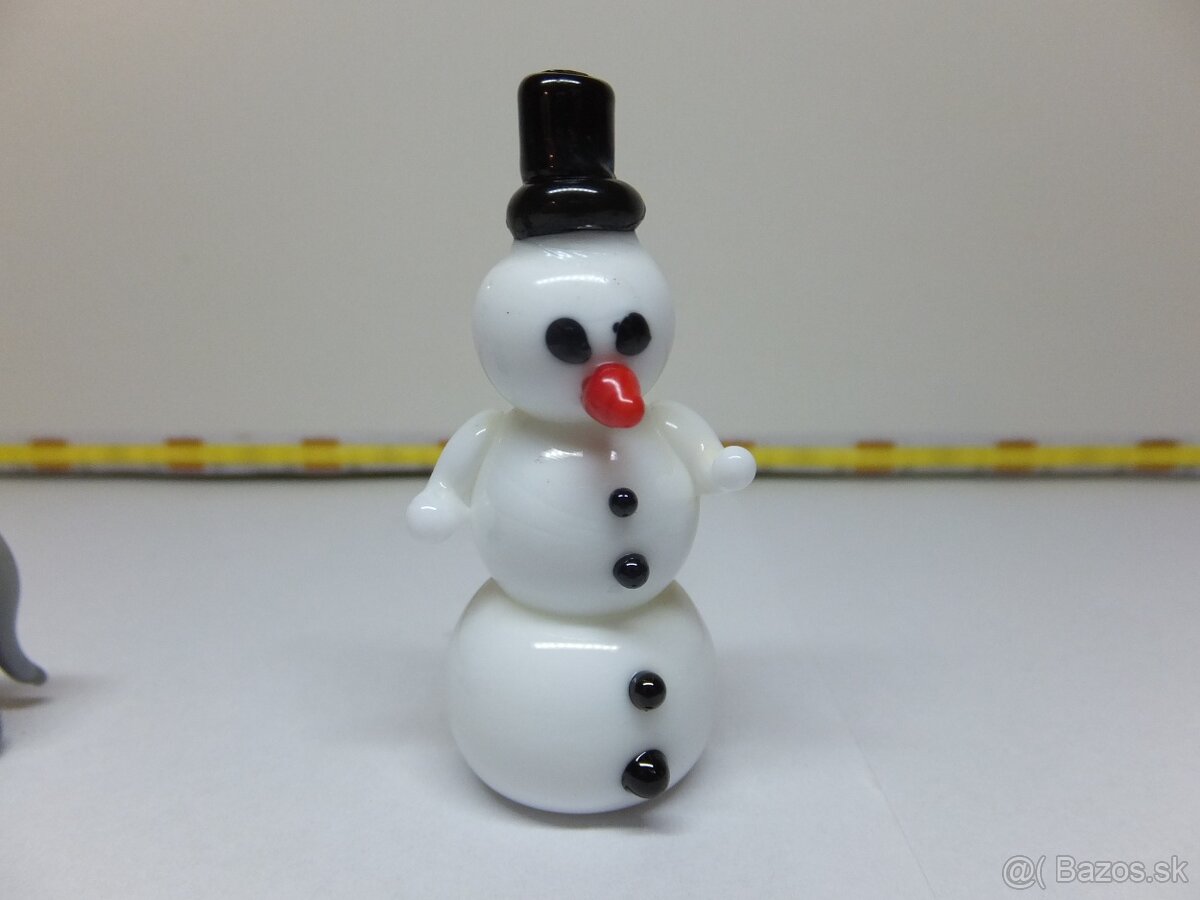 Set, staré skleněné figurky, slon, sněhulák, ježek. - 7