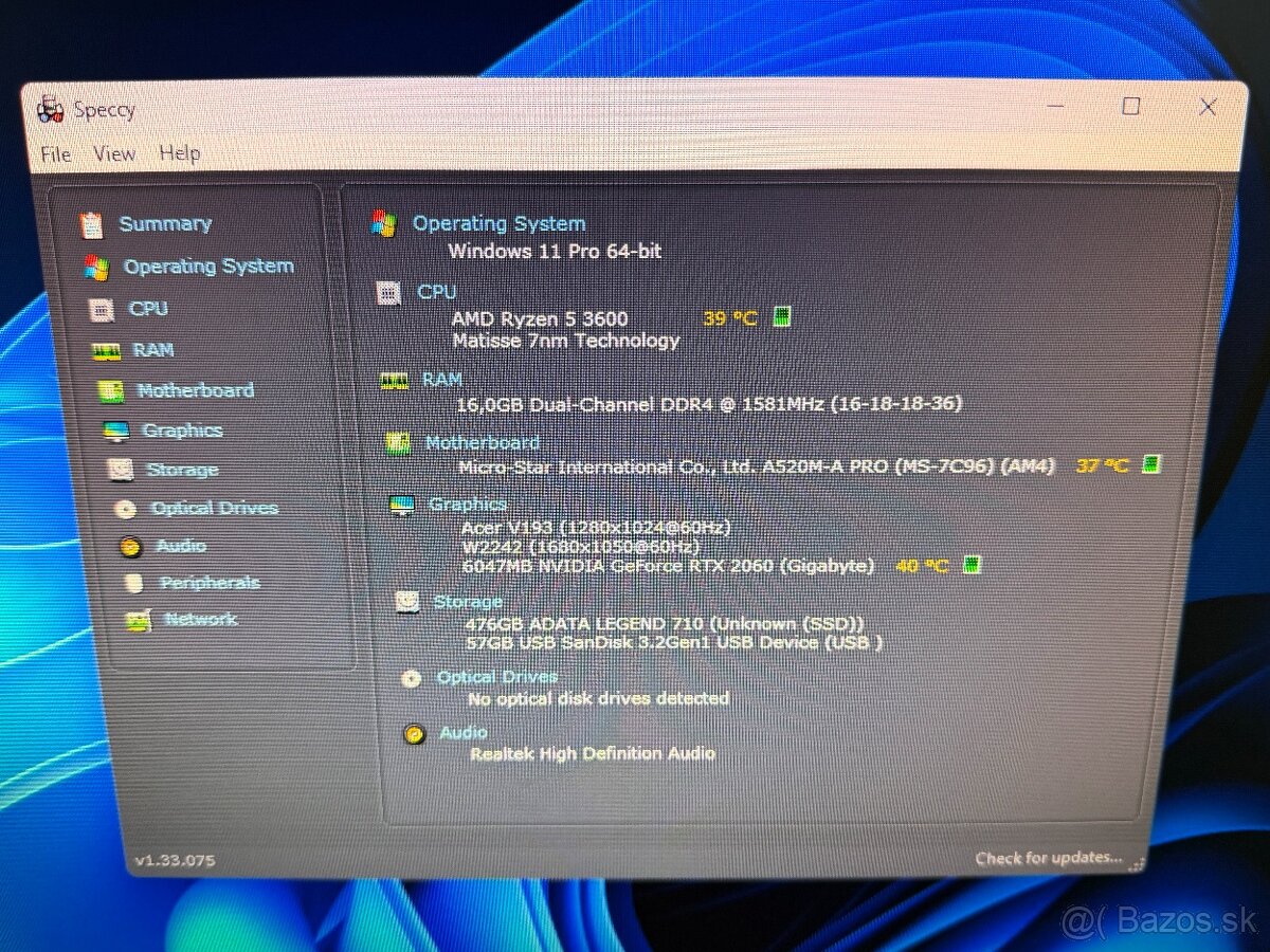 Herný PC (RYZEN 5 3600,RTX 2060 6GB,16GB DDR4,SSD,W11) - 7