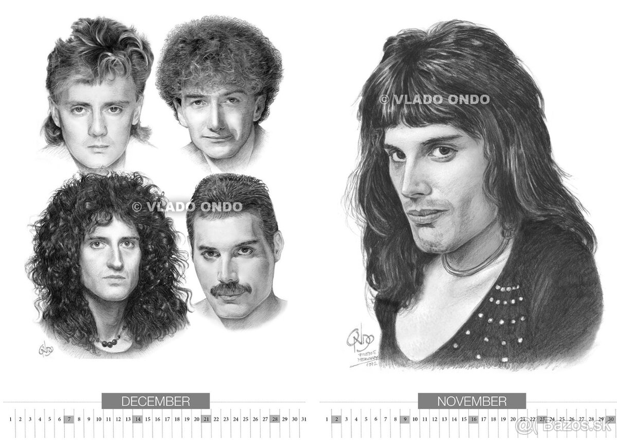 unikátny kreslený kalendár Freddie Mercury Queen - 7
