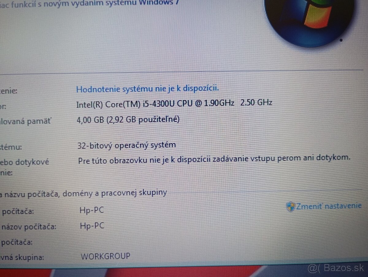 predám HP elitebook 820 g1 / Intel core i5 / Windows 7 32bit - 7