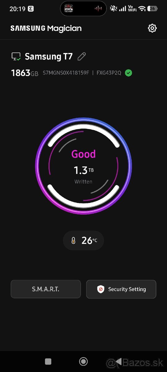 Externý disk SSD Samsung P7 2TB - 7