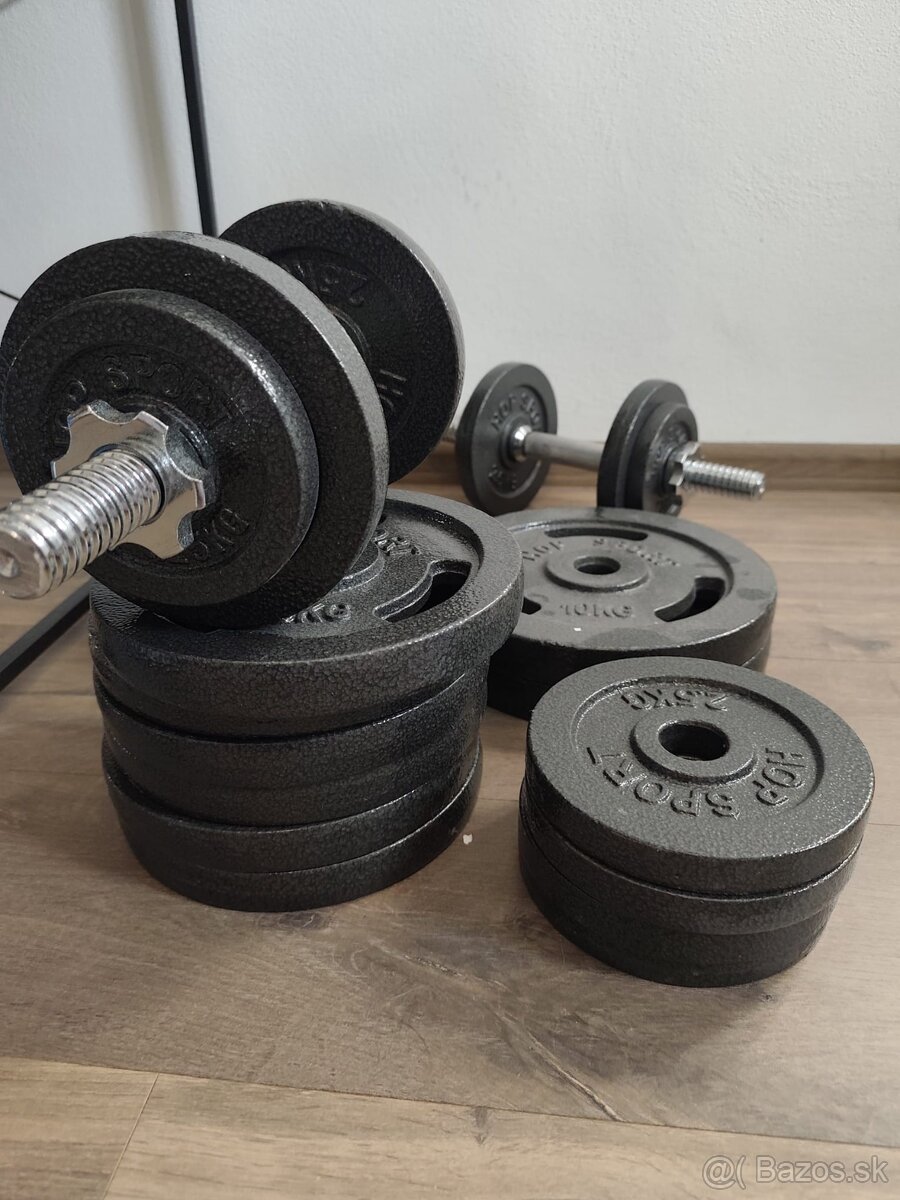 Tréningová lavica + 70kg závaží + 2x 7kg jednoručky - 7