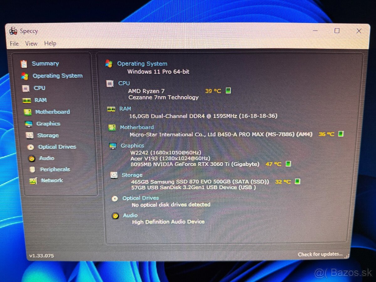 PREDÁM HERNÝ PC - R7 5700,RTX 3060TI 8GB,16GB DDR4,500GB SSD - 7