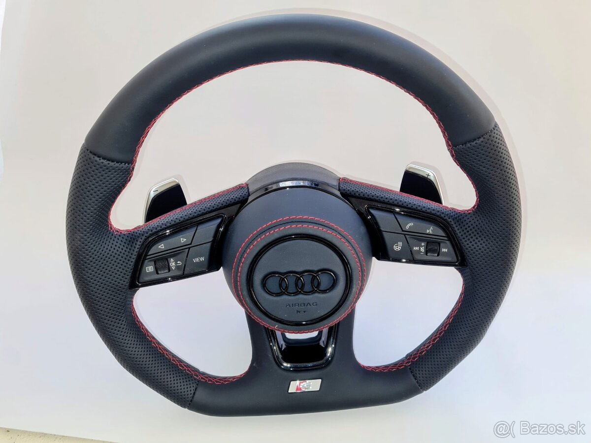VYHRIEVANY AUDI Kožený volant Červená niť +AIRBAG + F1 PADLA - 7