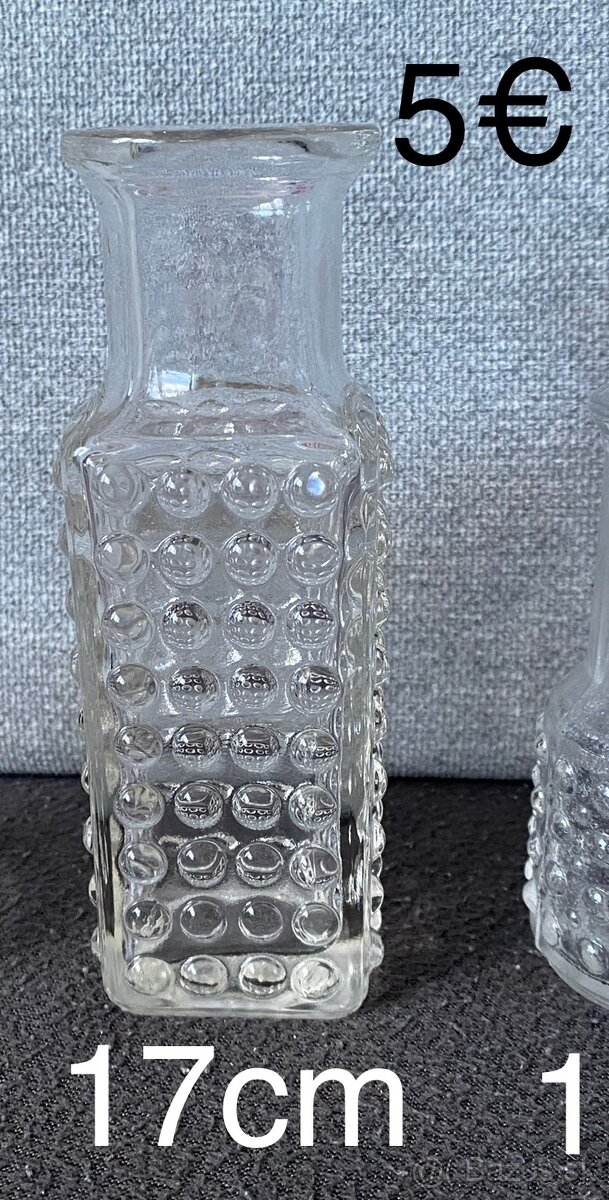 Svietniky a váza - číre sklo - 7