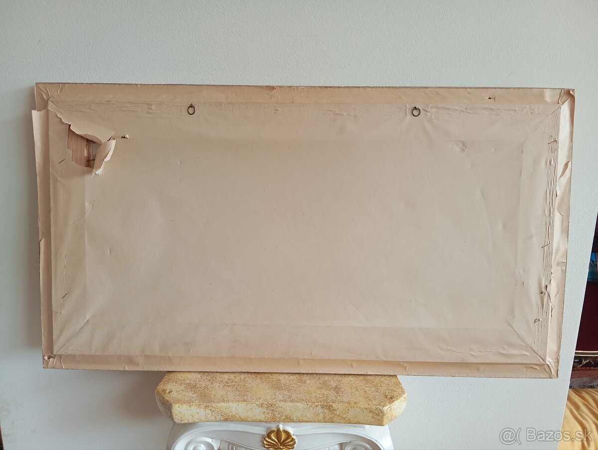 Krásny starý slovenský obraz - Výhľad na Bratislavu 88x48 cm - 7