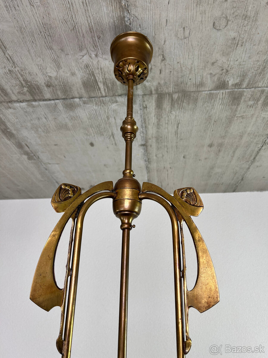 Secesný luster +3 nástenné lampy - 7