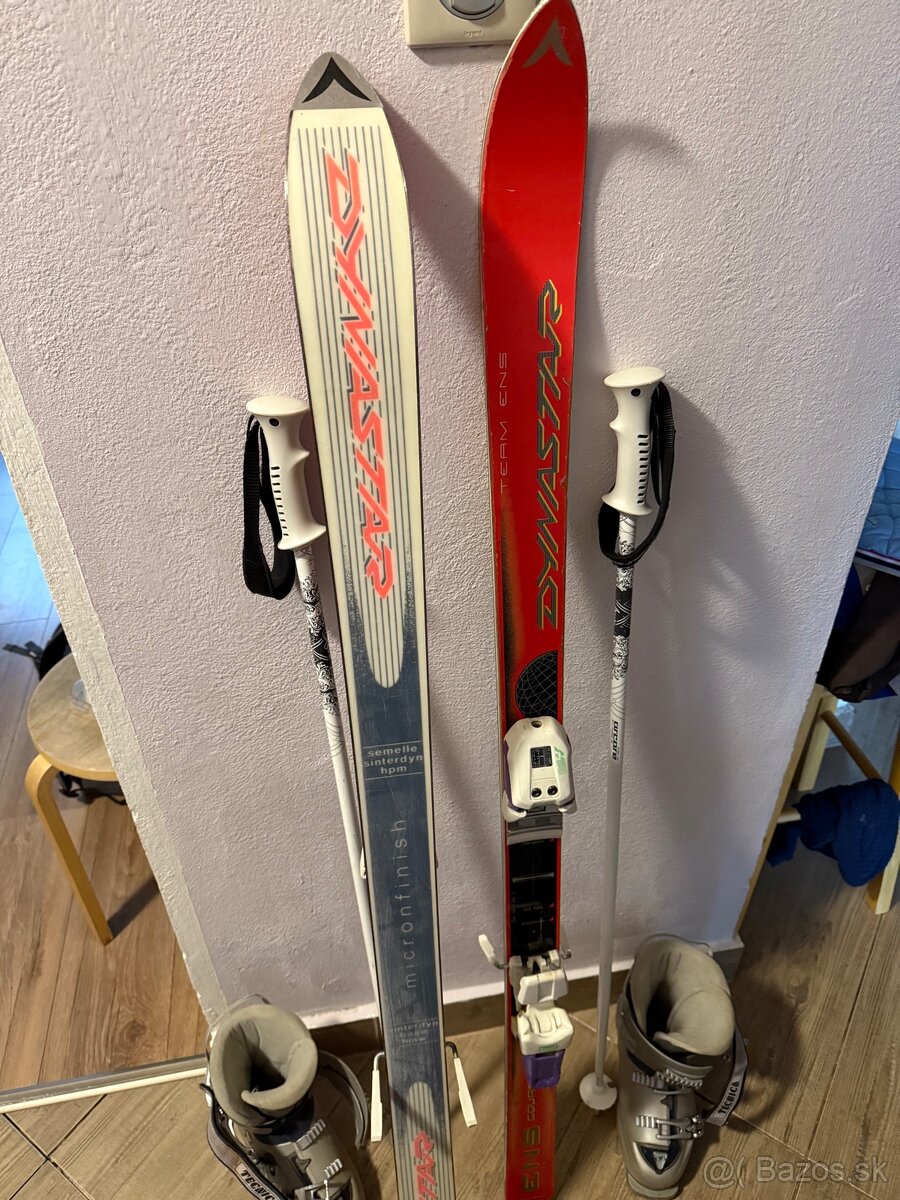 Predám SADA dámske lyže 140cm a lyžiarky 24cm palice 110 - 7