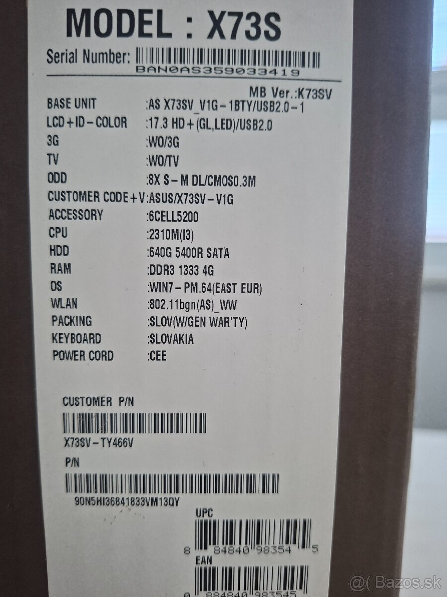ASUS X73SV-TY466V 17,3" i3 – poškodený flex displej - 7