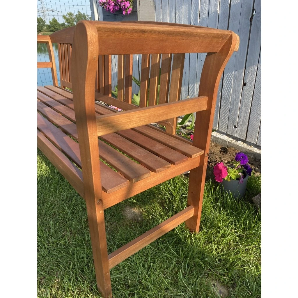 3-miestna drevená lavica s ružou - 7