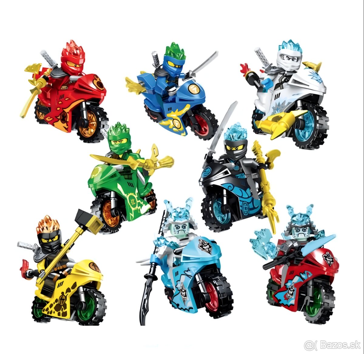 Figurky Ninjago - motorky (8ks) typ lego - nove, nehrane - 7