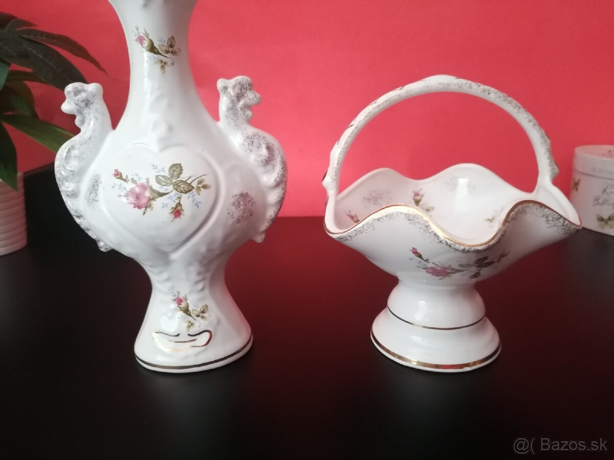Porcelánová váza a košík - 7