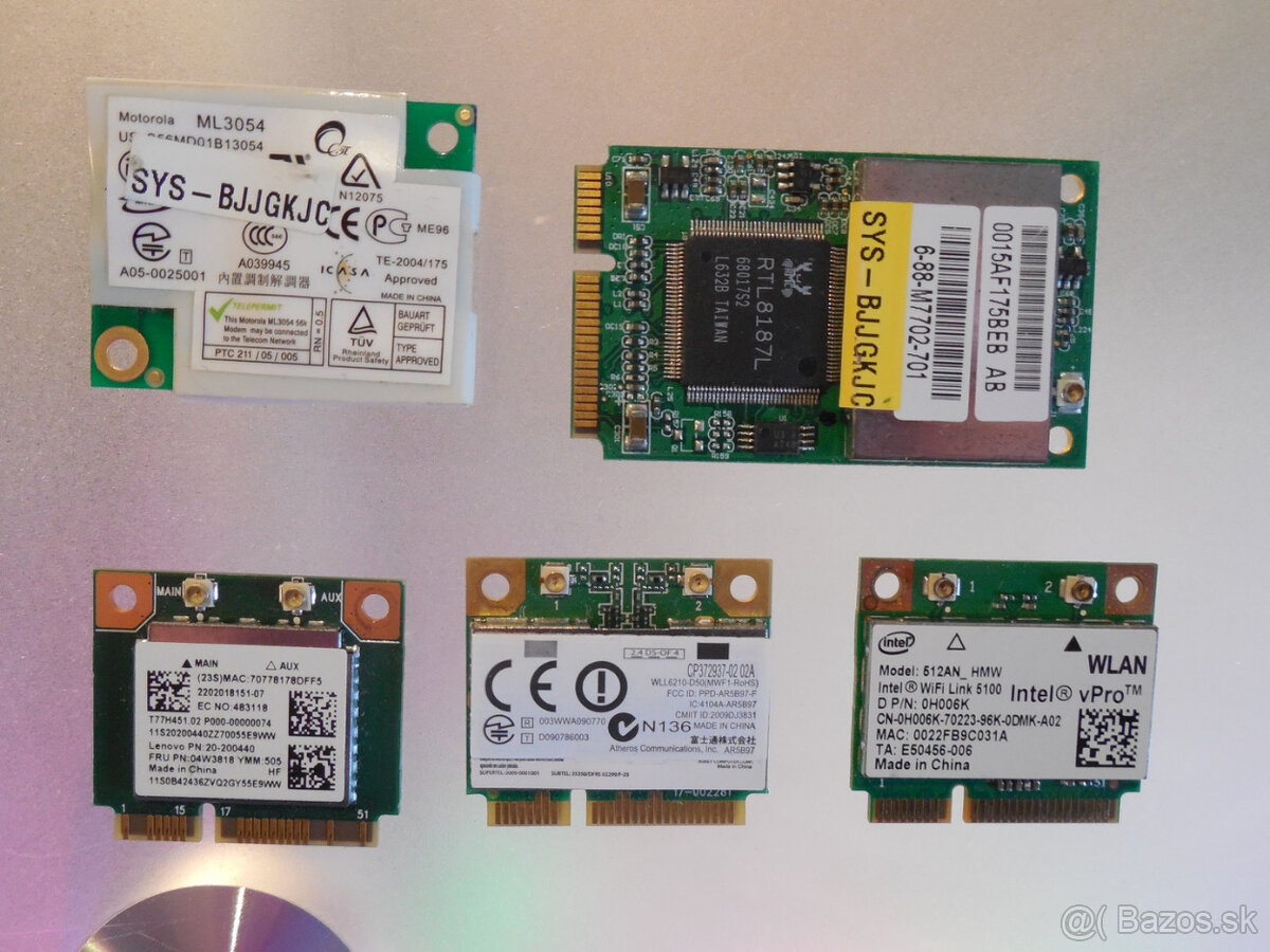 pcie wifi a pci wifi 10e kus a notebokove 5e kus - 7