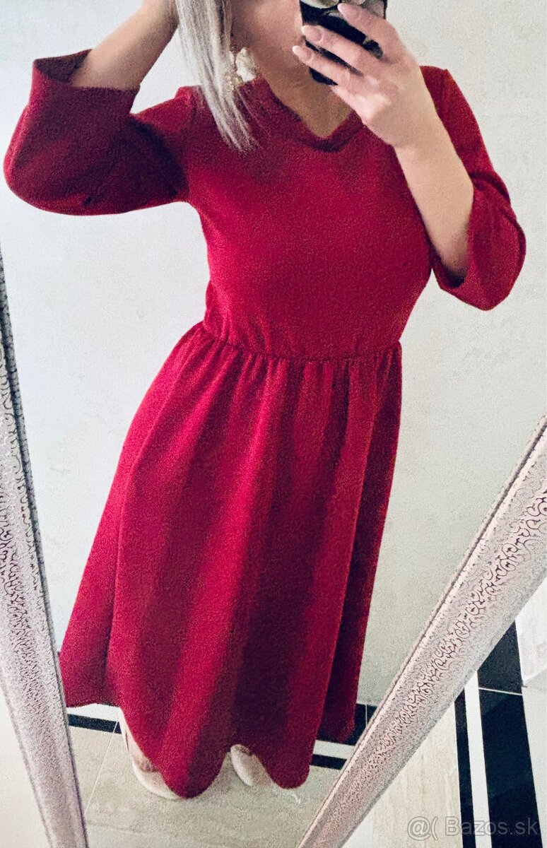 Damske dlhe talianske šaty bordo - 7