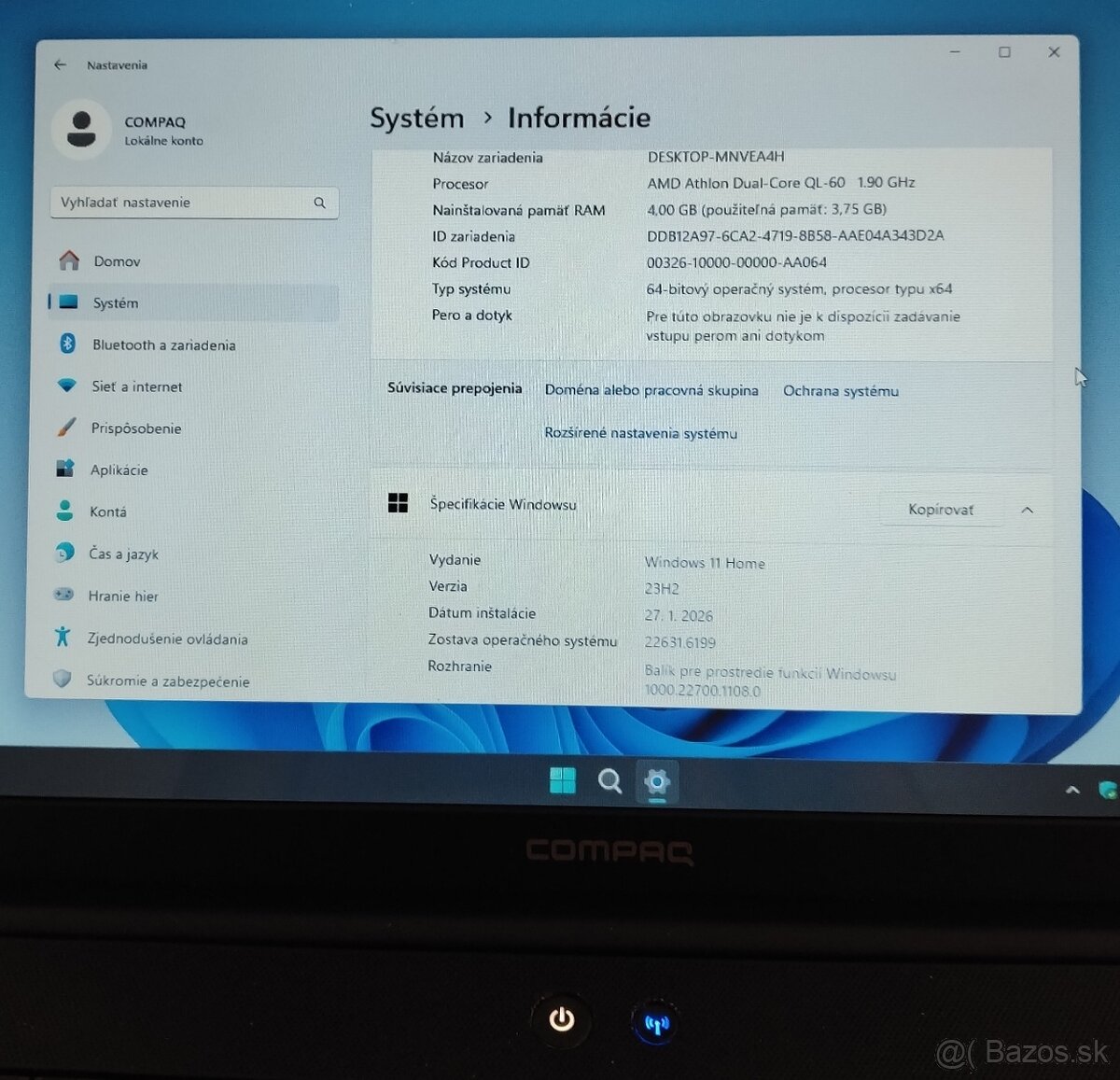 Predám notebook COMPAQ CQ60... - 7