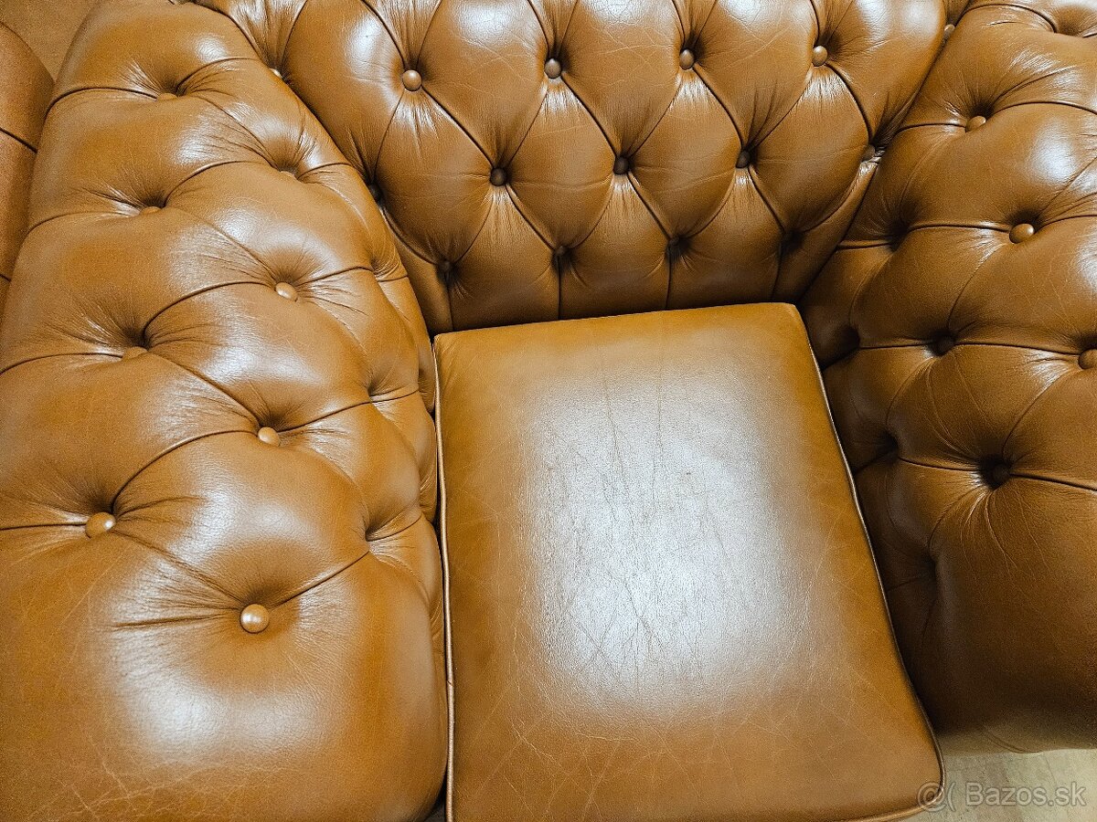 CHESTERFIELD ŠTÝL,TOP STAV,BLEDO HNEDÁ - 7