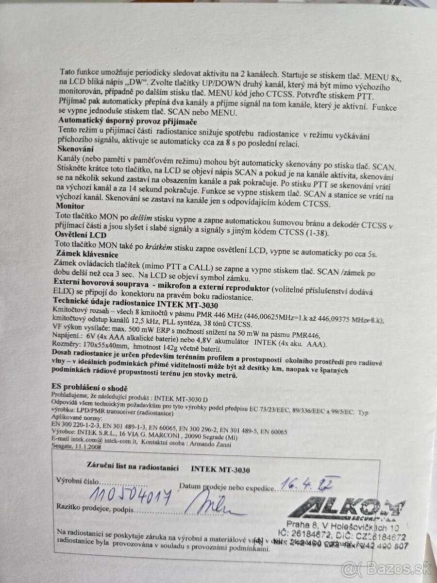 Vysielačka INTEK MT 3030 - 7